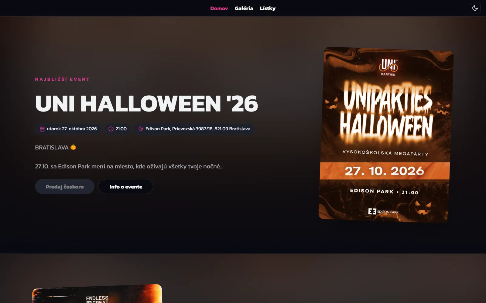 Endless Parties – website